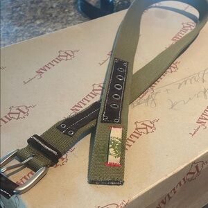 Timberland Sz 36 Green Canvas & Leather Men's Belt